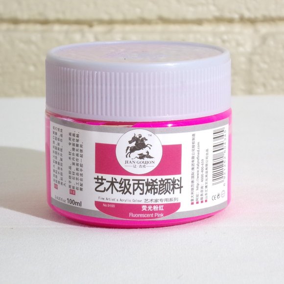 FLUORESCENT PINK NEON ACRYLIC PAINT 100ml Jar Fine Artist Heavy Body JEAN GOUJON - Picture 4 of 4